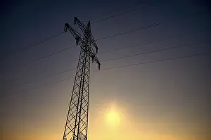 Southern Germany Evening Sky Prints: Overhead line electricity pylon