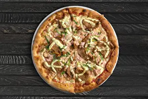 Table Setting Prints: Overhead view of pizza on the table