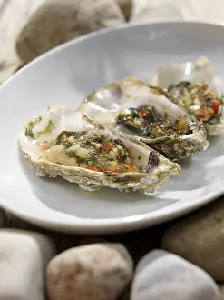 Seafood Meal Photography Prints: Oysters on a plate