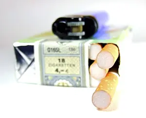 Smoking Ban Prints: Pack of cigarettes with lighter