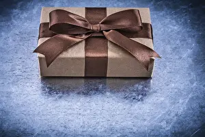 Gift Box Prints: Packed gift boxes with brown ribbon horizontal version holidays concept