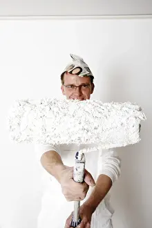 Painter With Paint Roller Prints: Painter with paint roller