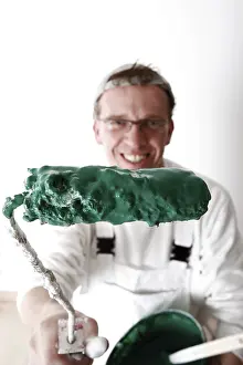 Painter With Paint Roller Prints: Painter with paint roller