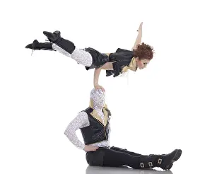 Modern Dancer Pose Prints: Pair of modern dancers posing in acrobatic pose