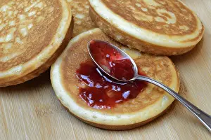 Raspberry Jam Prints: Pancake with raspberry jam and spoon