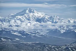 Cloudy Mountain Range View Prints: Panorama, clouds over high mountains