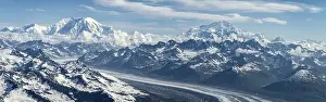 Mountainous Region In North America Prints: Panorama, clouds over high mountains