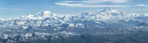 Cloudy Mountain Range View Prints: Panorama, clouds over high mountains