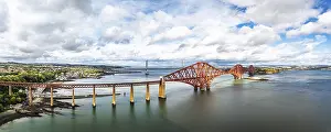Forth Bridge Panorama Prints: Panorama of Forth Bridge from a drone