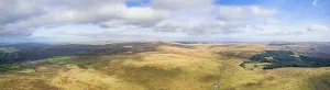 Panorama View From Above Prints: Panorama over Sharpitor from a drone