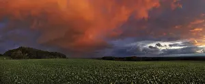 Severe Weather Photography Prints: Panorama of storm clouds in the sunset
