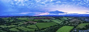 View From Above Devon England Prints: Panorama of Sunset over Torquay Fields