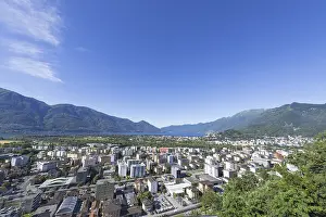 Central European Lakeside View Prints: Panoramic view over an alpine town