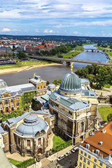 Central Europe Outlook Prints: Panoramic view of Dresden and the river Elbe