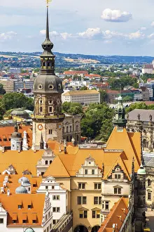 Central Europe Scenic View Prints: Panoramic view of Dresden and the river Elbe