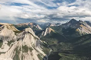 Panoramic Mountain Landscape Prints: Panoramic view on mountain landscape with rainbow