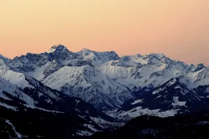 Deserted Alpine Scene Prints: Panoramic view of mountain peaks