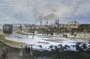 Digitally Restored Painting Reproduction Prints: Panoramic view of Munich, Bavaria
