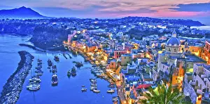 Evening Sun In Southern Europe Prints: Panoramic view of Procida Island