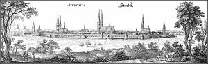 Empty Urban Environment In Germany Prints: Panoramic view of the Stenadal skyline