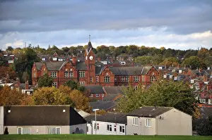 Prints of Panoramic view of the woodhouse area of leeds showing streets housing estates and historic school building Leeds Prints: Panoramic Print of Woodhouse Leeds Area