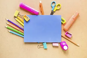 Office Supply Equipment Prints: Paper assorted stationery