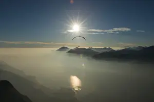 Recreational Activity Europe Prints: Paragliding, clouds, inversions