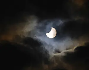 Deserted Germany Landscape Prints: Partial solar eclipse, thin cloud cover