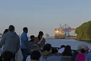 Elbe Philharmonic Hall Prints: Passengers, Elbe ferry, container ship