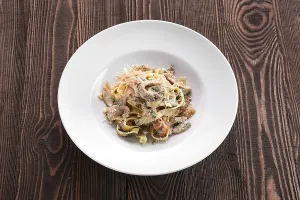 Italian Gourmet Meal Prints: Pasta with bacon and squid