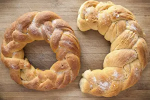 Empty Plate Desserts Prints: Pastry in the shape of a braid from dough