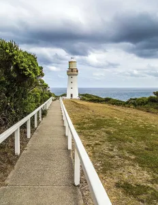 Great Ocean Road Prints: The path to the lighthouse is fenced with a railing