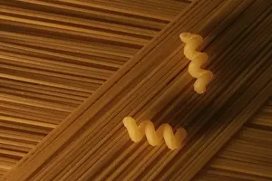 Noodle Food Photography Prints: Patterned pasta made from spaghetti and spirelli