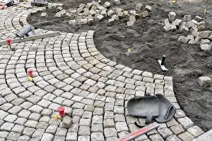 Building Site Laborer Prints: Paving work