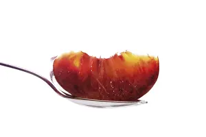 Healthy Eating Tips Prints: Peach slice on a spoon