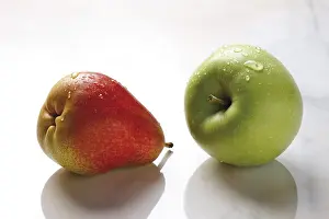 Studio Shot Of Fruits Prints: Pear and apple