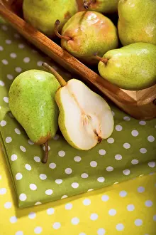 Fruit Still Life Images Prints: Pears in a basket on a table