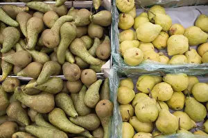 Fruit Still Life Prints: Pears on the counter in the store