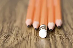 Wooden Desk Setup Prints: Pencils on a table