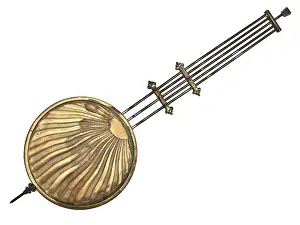 White Studio Background Prints: Pendulum of the old clock against the white background