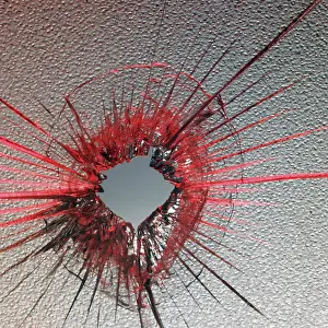Red Background Image Prints: Full penetration in structured glass on red back