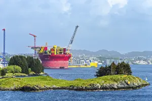 Norwegian Industrial Landscape Prints: Penguins FPSO Oil Platform in Dock