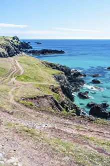 Rocky Coastline UK Prints: Pentreath Beach and Cliffs, Cornwall