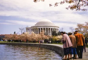 Thomas Jefferson Memorial Prints: People walking along a waterfront path