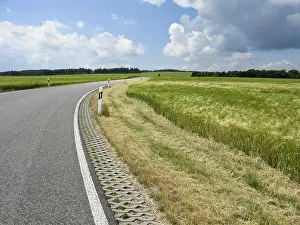 Europe Countryside Scenery Prints: Perfect road in landscape with fields