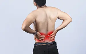 Spine Issues Prints: Person with back problems on isolated background