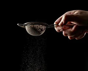 Kitchen Utensil Tool Prints: Person using tool chocolate cake