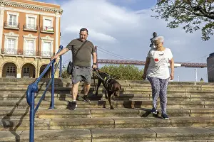Friendship And Togetherness Prints: Two persons, accompanied by a guide dog