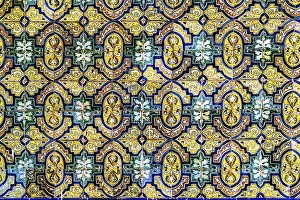 Prints of Peru style ceramic pattern at a temple in Lima, Peru Peru Heritage Sites Prints: Peruvian Ceramic Print at Lima Temple