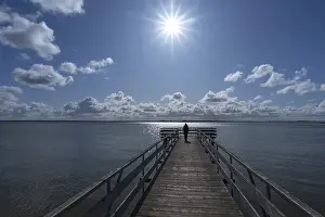 Baltic Sea Seaside Resort Prints: Pier at the Bodden in backlight
